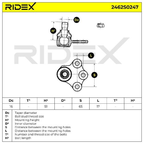 RIDEX 2462S0247 Traggelenk Führungsgelenk Vorne Links für OPEL Meriva A (X03) Bild RIDEX 2462S0247 Traggelenk Führungsgelenk Vorne Links für OPEL Meriva A (X03)