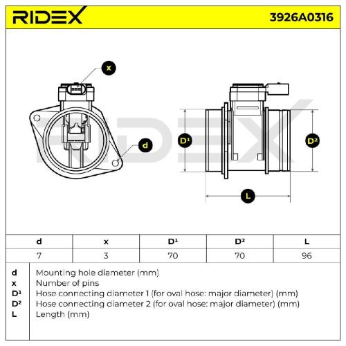 RIDEX 3926A0316 Luftmassenmesser/Luftmengenmesser LMM mit Gehäuse für VW Golf 5I Bild RIDEX 3926A0316 Luftmassenmesser/Luftmengenmesser LMM mit Gehäuse für VW Golf 5I