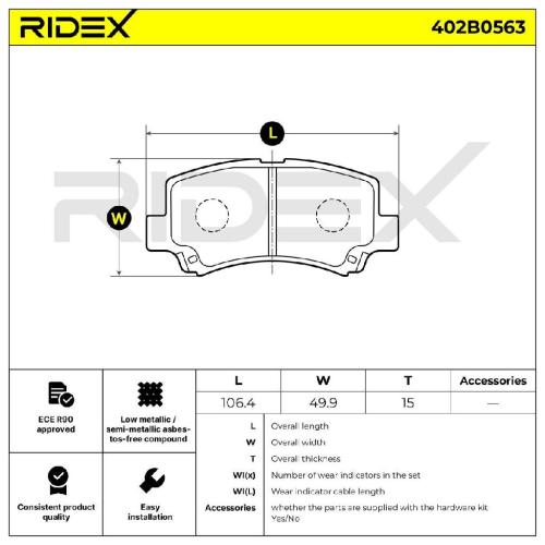 RIDEX Bremsbelagsatz Bremsbeläge Vorne für SUZUKI Wagon R+ Schrägheck (MM) Bild RIDEX Bremsbelagsatz Bremsbeläge Vorne für SUZUKI Wagon R+ Schrägheck (MM)