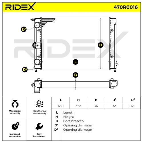 RIDEX 470R0016 Motorkühler / Wasserkühler für VW Golf 1I (19E, 1G1) 171121253CF Bild RIDEX 470R0016 Motorkühler / Wasserkühler für VW Golf 1I (19E, 1G1) 171121253CF