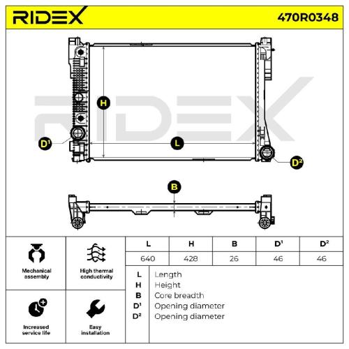 RIDEX 470R0348 Motorkühler / Wasserkühler passend für MERCEDES-BENZ 2045000403 Bild RIDEX 470R0348 Motorkühler / Wasserkühler passend für MERCEDES-BENZ 2045000403