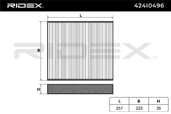 RIDEX 424I0496 Innenraumfilter Pollenfilter Aktivkohlefilter Höhe: 35 Breite: Bild RIDEX 424I0496 Innenraumfilter Pollenfilter Aktivkohlefilter Höhe: 35 Breite: