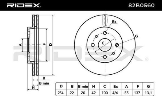 RIDEX 82B0560 1x Bremsscheibe Vorne Ø254mm Belüftet für DAIHATSU SIRION (M3) Bild RIDEX 82B0560 1x Bremsscheibe Vorne Ø254mm Belüftet für DAIHATSU SIRION (M3)