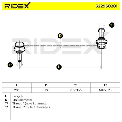 RIDEX 1x Koppelstange Stabilisator Vorne links für OPEL Mokka / Mokka X (J13) Bild RIDEX 1x Koppelstange Stabilisator Vorne links für OPEL Mokka / Mokka X (J13)