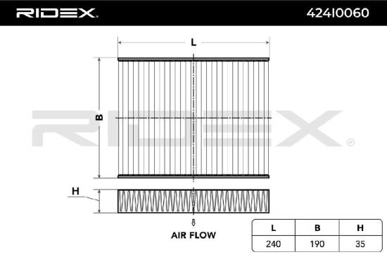 RIDEX 424I0060 Innenraumfilter Pollenfilter Aktivkohlefilter Höhe: 35 Breite: Bild RIDEX 424I0060 Innenraumfilter Pollenfilter Aktivkohlefilter Höhe: 35 Breite: