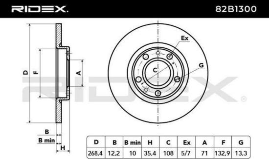 RIDEX 82B1300 2x Bremsscheiben Hinten Ø268mm voll passend für PEUGEOT Bild RIDEX 82B1300 2x Bremsscheiben Hinten Ø268mm voll passend für PEUGEOT