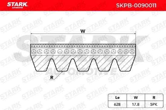 Keilrippenriemen STARK 5PK628 für FORD MONDEO IV Turnier (BA7) S-MAX (WA6) Bild Keilrippenriemen STARK 5PK628 für FORD MONDEO IV Turnier (BA7) S-MAX (WA6)
