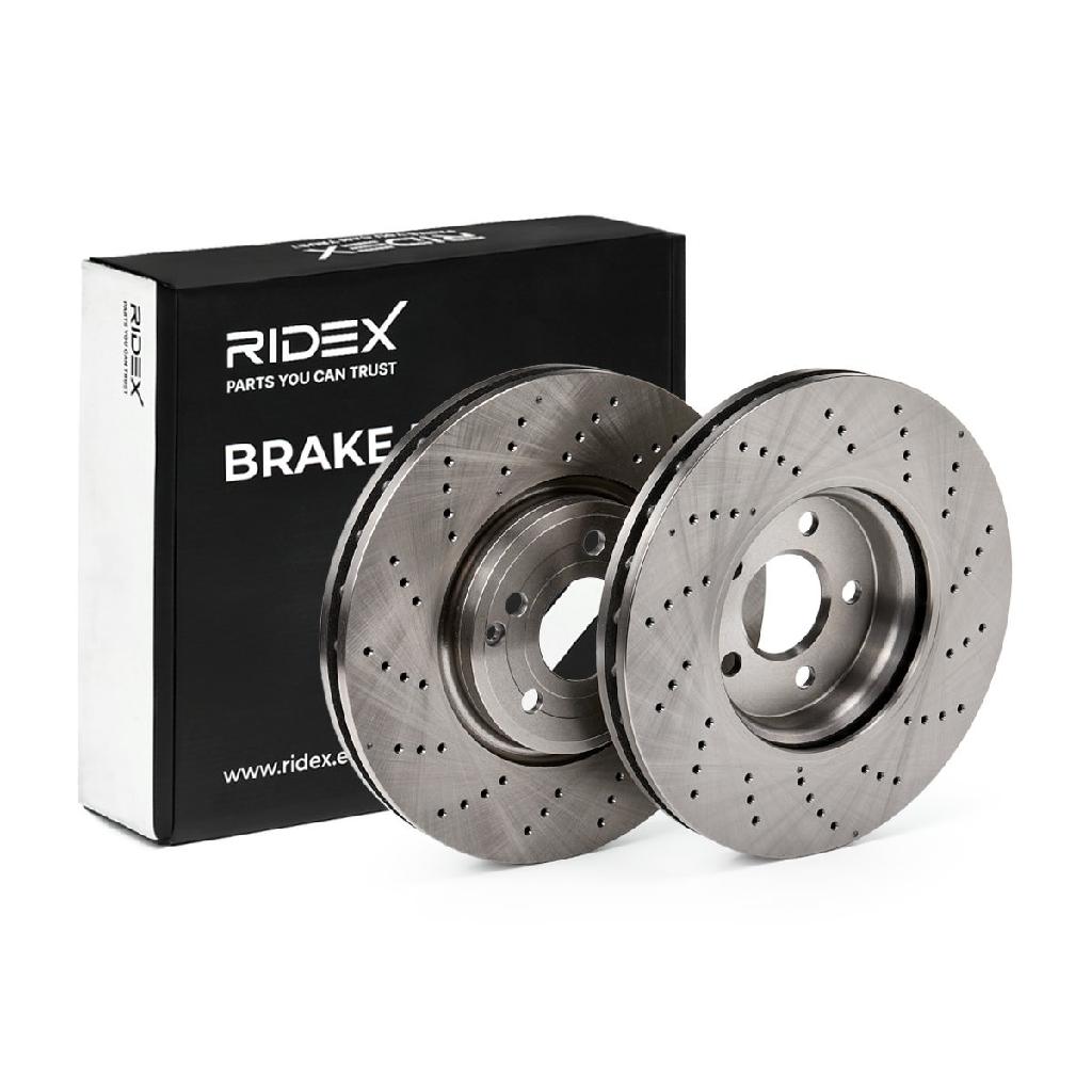 RIDEX 82B1115 2x Bremsscheiben Vorne Ø322mm gelocht/innenbel. A000421181207