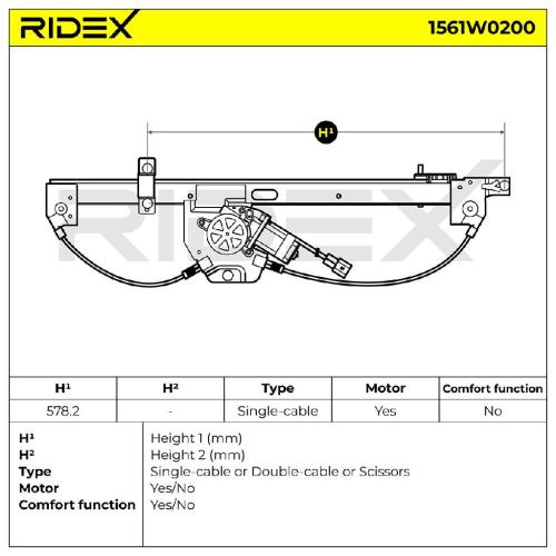 RIDEX 1561W0200 Fensterheber Vorne Elektrisch mit Elektromotor für FIAT 9222W1 Bild RIDEX 1561W0200 Fensterheber Vorne Elektrisch mit Elektromotor für FIAT 9222W1