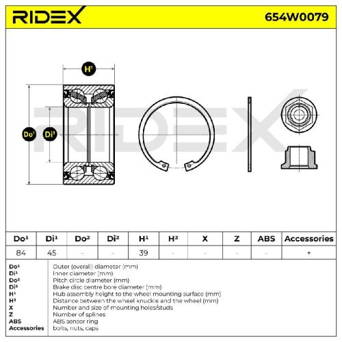 RIDEX 654W0079 Radlagersatz pro 1 Rad Vorne passend für MERCEDES-BENZ Bild RIDEX 654W0079 Radlagersatz pro 1 Rad Vorne passend für MERCEDES-BENZ