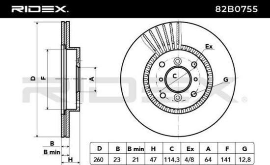 RIDEX 82B0755 2x Bremsscheiben Vorne Ø260,1mm Belüftet für HONDA CR-V I Bild RIDEX 82B0755 2x Bremsscheiben Vorne Ø260,1mm Belüftet für HONDA CR-V I