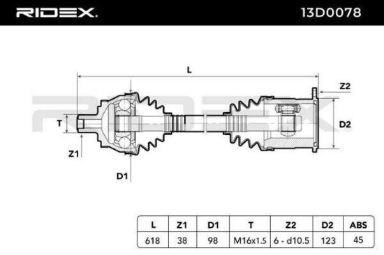RIDEX Antriebswelle Achswelle Vorderachse/Vorne rechts für AUDI A4 Avant Bild RIDEX Antriebswelle Achswelle Vorderachse/Vorne rechts für AUDI A4 Avant