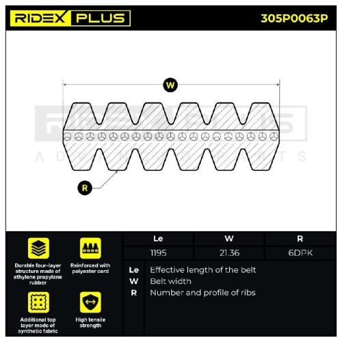 RIDEX PLUS Keilrippenriemen für VW Golf 1V Schrägheck (1J1) Bild RIDEX PLUS Keilrippenriemen für VW Golf 1V Schrägheck (1J1)
