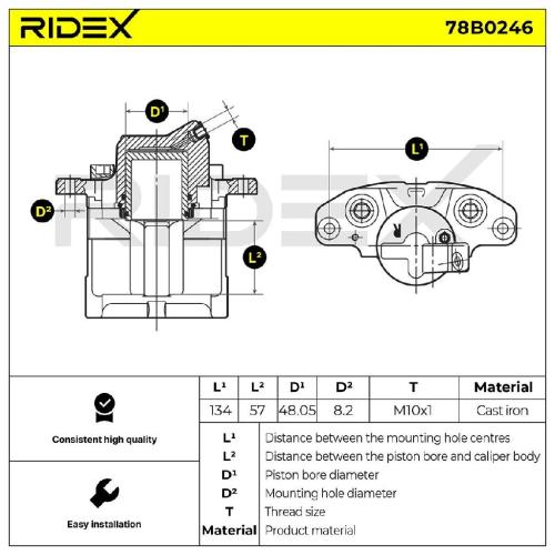 RIDEX 78B0246 Bremssattel Bremszange Vorne rechts für RENAULT Twingo 1I (CN0) Bild RIDEX 78B0246 Bremssattel Bremszange Vorne rechts für RENAULT Twingo 1I (CN0)