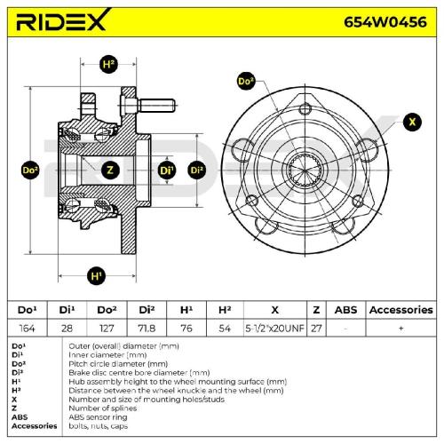 RIDEX 654W0456 Radlagersatz pro 1 Rad Vorne für JEEP GRAND CHEROKEE II (WJ, WG) Bild RIDEX 654W0456 Radlagersatz pro 1 Rad Vorne für JEEP GRAND CHEROKEE II (WJ, WG)