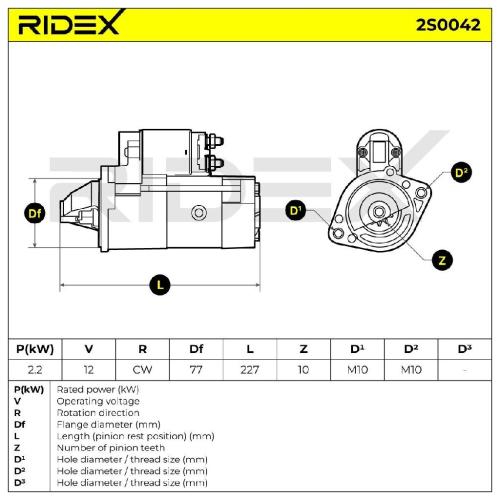 RIDEX Motor Starter/Anlasser 2,2kW für MITSUBISHI PAJERO III (V7W, V6W) L 200 Bild RIDEX Motor Starter/Anlasser 2,2kW für MITSUBISHI PAJERO III (V7W, V6W) L 200