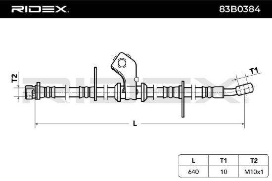 RIDEX Bremsschlauch 83B0384 VORNE rechts BREMSSCHLÄUCHE Länge: 640mm für HONDA Bild RIDEX Bremsschlauch 83B0384 VORNE rechts BREMSSCHLÄUCHE Länge: 640mm für HONDA
