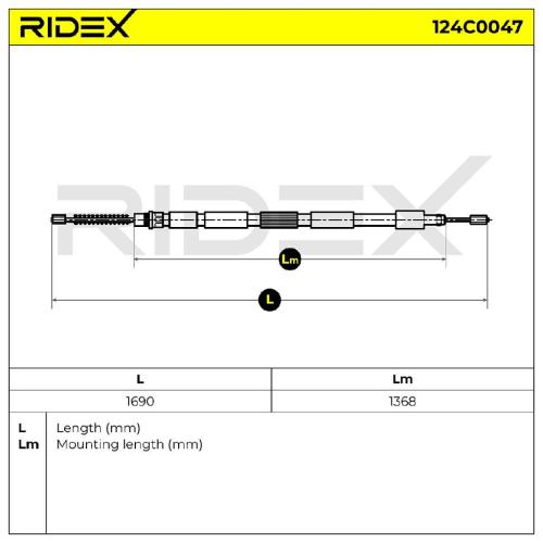 RIDEX Handbremsseil Hinten Links passend für PEUGEOT 306 Schrägheck Bild RIDEX Handbremsseil Hinten Links passend für PEUGEOT 306 Schrägheck