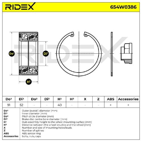 RIDEX 654W0386 Radlagersatz pro 1 Rad Vorne beidseitig für HONDA 44300TA0A51 Bild RIDEX 654W0386 Radlagersatz pro 1 Rad Vorne beidseitig für HONDA 44300TA0A51