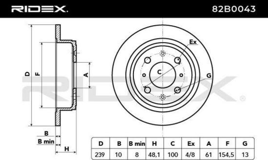 RIDEX 82B0043 2x Bremsscheiben Hinten Ø238mm voll für HONDA 42510SD2930 Bild RIDEX 82B0043 2x Bremsscheiben Hinten Ø238mm voll für HONDA 42510SD2930