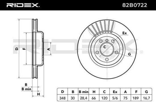 RIDEX 82B0722 2x Bremsscheiben Vorne Ø348mm Belüftet für BMW 5 Touring Bild RIDEX 82B0722 2x Bremsscheiben Vorne Ø348mm Belüftet für BMW 5 Touring