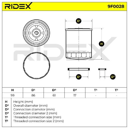 RIDEX 9F0028 Kraftstofffilter Diesel Filter Screw-on Filter mit Dichtungen Bild RIDEX 9F0028 Kraftstofffilter Diesel Filter Screw-on Filter mit Dichtungen
