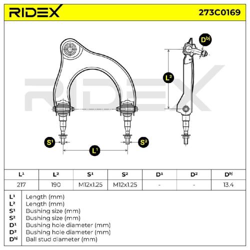 RIDEX 273C0169 Lenker Radaufhängung Querlenker Front links für MITSUBISHI Bild RIDEX 273C0169 Lenker Radaufhängung Querlenker Front links für MITSUBISHI