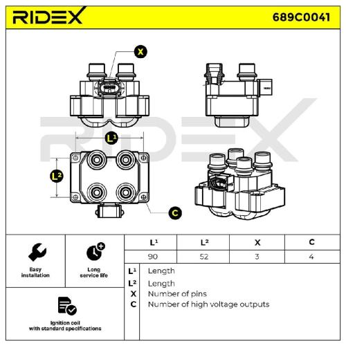 RIDEX 689C0041 Zündspule für FORD Fiesta Mk4 Schrägheck (JAS, JBS) 1649031 Bild RIDEX 689C0041 Zündspule für FORD Fiesta Mk4 Schrägheck (JAS, JBS) 1649031