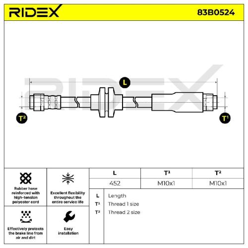 RIDEX Bremsschlauch 83B0524 VORNE beidseitig HINTEN beidseitig BREMSSCHLÄUCHE Bild RIDEX Bremsschlauch 83B0524 VORNE beidseitig HINTEN beidseitig BREMSSCHLÄUCHE