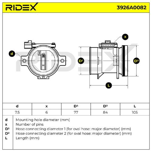 RIDEX 3926A0082 Luftmassenmesser/Luftmengenmesser LMM mit Gehäuse für FORD Bild RIDEX 3926A0082 Luftmassenmesser/Luftmengenmesser LMM mit Gehäuse für FORD
