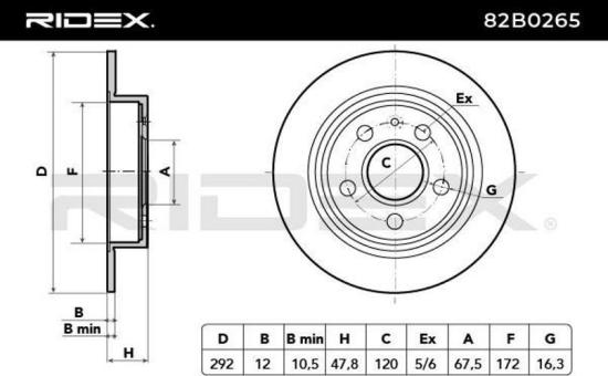 RIDEX 82B0265 2x Bremsscheiben Hinten Ø292mm voll für OPEL INSIGNIA Caravan Bild RIDEX 82B0265 2x Bremsscheiben Hinten Ø292mm voll für OPEL INSIGNIA Caravan