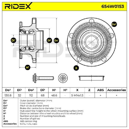 RIDEX 654W0153 Radlagersatz pro 1 Rad Hinten links rechts für AUDI A4 Avant Bild RIDEX 654W0153 Radlagersatz pro 1 Rad Hinten links rechts für AUDI A4 Avant