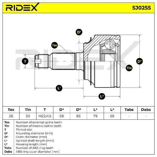 RIDEX 5J0255 Gelenksatz Antriebswelle Achswelle radseitig für HONDA 44014SMGE00 Bild RIDEX 5J0255 Gelenksatz Antriebswelle Achswelle radseitig für HONDA 44014SMGE00