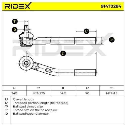 RIDEX Spurstangenkopf Mitte Vorderachse rechts Traggelenk 914T0284 für JEEP Bild RIDEX Spurstangenkopf Mitte Vorderachse rechts Traggelenk 914T0284 für JEEP