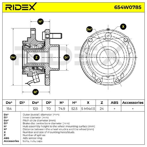 RIDEX 654W0785 Radlagersatz pro 1 Rad Vorne mit Zubehör für LAND ROVER Bild RIDEX 654W0785 Radlagersatz pro 1 Rad Vorne mit Zubehör für LAND ROVER