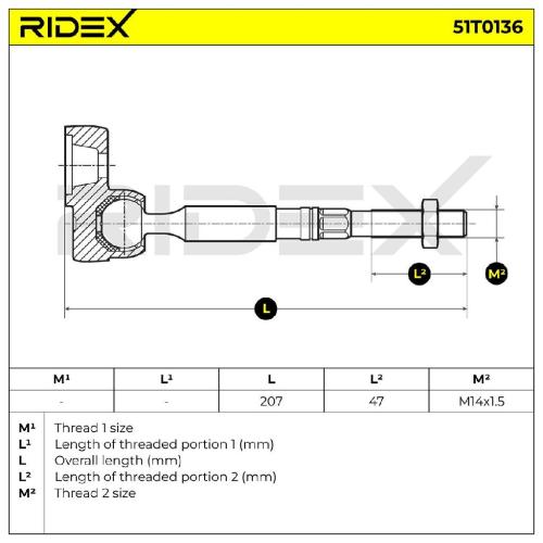 RIDEX Axialgelenk Spurstange Vorne beidseitig passend für MERCEDES-BENZ A-Klasse Bild RIDEX Axialgelenk Spurstange Vorne beidseitig passend für MERCEDES-BENZ A-Klasse