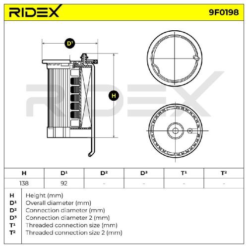RIDEX 9F0198 Kraftstofffilter Diesel Filter Filter Cartridge für VW 2559749 Bild RIDEX 9F0198 Kraftstofffilter Diesel Filter Filter Cartridge für VW 2559749