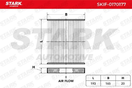 STARK SKIF-0170177 Innenraumfilter Pollenfilter Höhe: 20 Breite: 193 Länge: 165 Bild STARK SKIF-0170177 Innenraumfilter Pollenfilter Höhe: 20 Breite: 193 Länge: 165