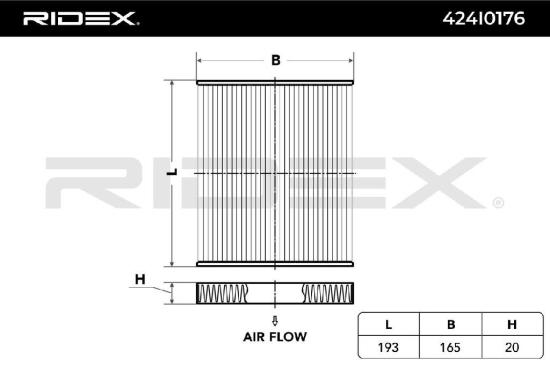 RIDEX 424I0176 Innenraumfilter Pollenfilter Höhe: 20 Breite: 193 Länge: 165 Bild RIDEX 424I0176 Innenraumfilter Pollenfilter Höhe: 20 Breite: 193 Länge: 165