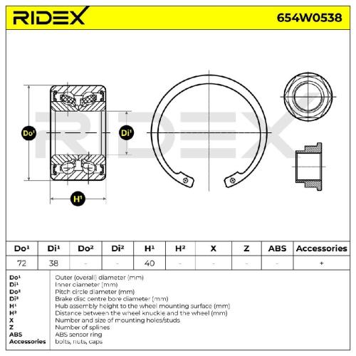 RIDEX 654W0538 Radlagersatz pro 1 Rad Vorne beidseitig für HONDA CRX II (ED, EE) Bild RIDEX 654W0538 Radlagersatz pro 1 Rad Vorne beidseitig für HONDA CRX II (ED, EE)