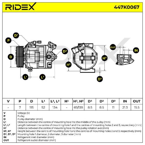 RIDEX A/C Kompressor für Klimaanlage Klimakompressor Kältemittel: R134a PAG 46 Bild RIDEX A/C Kompressor für Klimaanlage Klimakompressor Kältemittel: R134a PAG 46