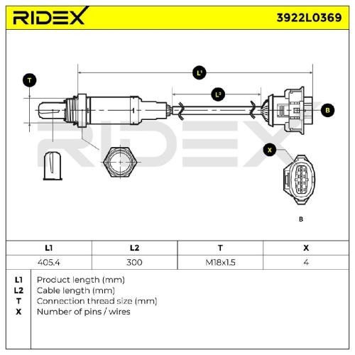 RIDEX 3922L0369 Lambdasonde Oxygen O2 Sensor Beheizt für OPEL Corsa C Schrägheck Bild RIDEX 3922L0369 Lambdasonde Oxygen O2 Sensor Beheizt für OPEL Corsa C Schrägheck