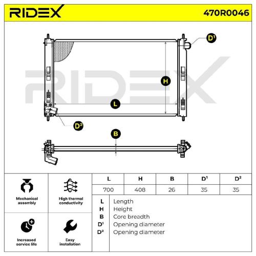 RIDEX 470R0046 Motorkühler / Wasserkühler für MITSUBISHI ASX (GAW) für Bild RIDEX 470R0046 Motorkühler / Wasserkühler für MITSUBISHI ASX (GAW) für
