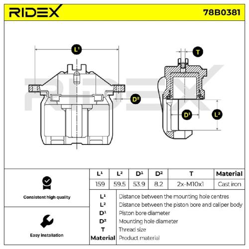 RIDEX 78B0381 Bremssattel Bremszange Vorne rechts für HONDA CIVIC VII Hatchback Bild RIDEX 78B0381 Bremssattel Bremszange Vorne rechts für HONDA CIVIC VII Hatchback