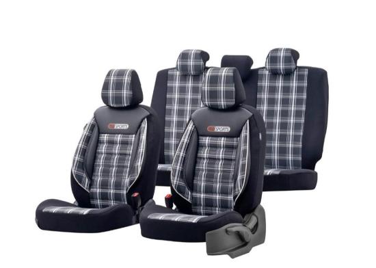Otom OT00925 PKW Sitzschonbezug Vorne und Hinten Satz Polyester Schwarz/Grau Bild Otom OT00925 PKW Sitzschonbezug Vorne und Hinten Satz Polyester Schwarz/Grau