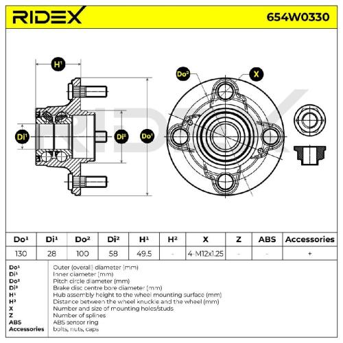 RIDEX 654W0330 Radlagersatz pro 1 Rad Hinten beidseitig für SUZUKI 4340260G10 Bild RIDEX 654W0330 Radlagersatz pro 1 Rad Hinten beidseitig für SUZUKI 4340260G10