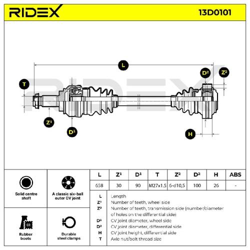 RIDEX Antriebswelle Achswelle Hinten rechts links für BMW 3 Touring (E91) Bild RIDEX Antriebswelle Achswelle Hinten rechts links für BMW 3 Touring (E91)