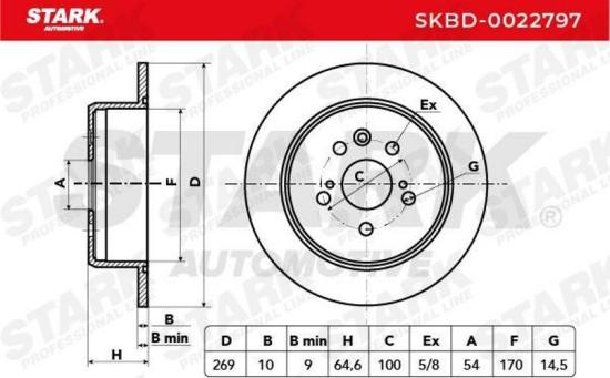 STARK SKBD-0022797 2x Bremsscheiben Hinten Ø269mm voll für TOYOTA CELICA Bild STARK SKBD-0022797 2x Bremsscheiben Hinten Ø269mm voll für TOYOTA CELICA