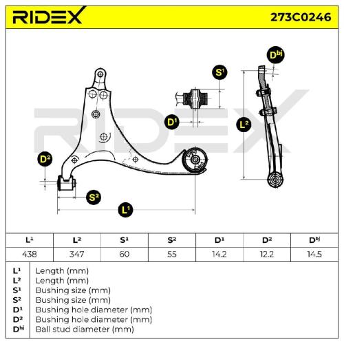 RIDEX 273C0246 Lenker Radaufhängung Querlenker Front rechts für HYUNDAI i30 (FD) Bild RIDEX 273C0246 Lenker Radaufhängung Querlenker Front rechts für HYUNDAI i30 (FD)