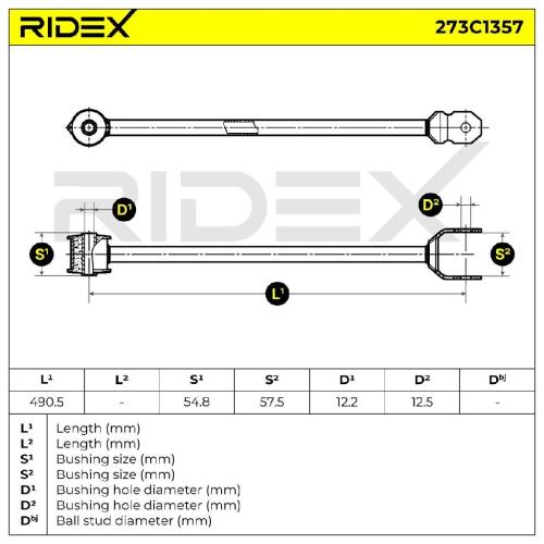 RIDEX 273C1357 Lenker Radaufhängung Längslenker Rear unten für TOYOTA 4878012050 Bild RIDEX 273C1357 Lenker Radaufhängung Längslenker Rear unten für TOYOTA 4878012050